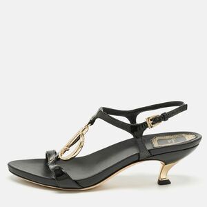 Dior Black Patent Leather Ankle Strap Sandals Size 36
